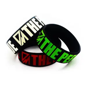 Personalized 1 Inch Silicone Wristband, Embossed Debossed Logo Rubber Bands ballers Silicone Bracelets