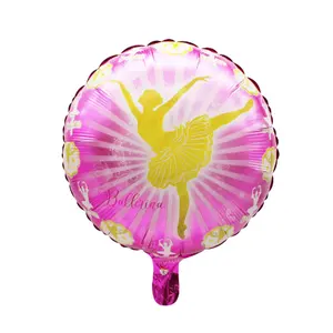 TF गर्म नृत्य बैले गोल आकार Mylar गुब्बारा नर्तकी लड़कियों के जन्मदिन की पार्टी हीलियम पन्नी गुब्बारे के लिए बैले लड़की