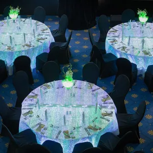 7 Colors Changing Light up LED Fiber Optic Table Cloth