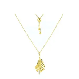 Collier nordique en forme de feuille monstera, bijoux en acier inoxydable, pendentif en forme de blonde