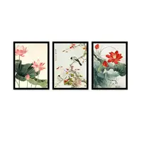 Uccelli fiore della tela di canapa della pittura a olio 3 pezzi di arte della tela di canapa per la pittura della parete della pittura