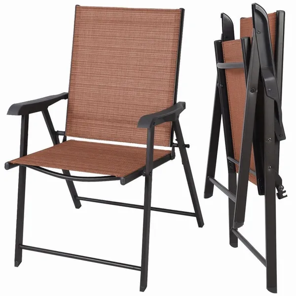 Cadeiras dobráveis de Metal Ao Ar Livre PatioPost 2-de Ferro Pacote Estilingue Têxtil Tecido de Malha Dobrável Sem Braços Cadeira de Jardim