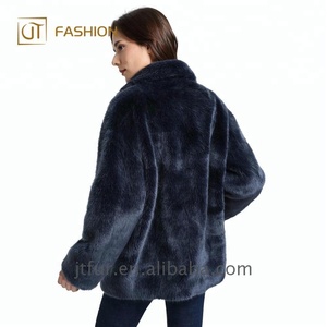 encargo al por mayor azul marino visón Artificial abrigos suelta caliente Faux Fur Coat mujer imitar Piel de visón chaqueta - Product Image 3
