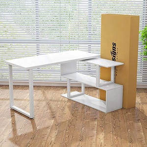 Étagères à livres, mobilier de bureau à 360 degrés, peinture mélamine moderne, bureau rotatif en bois en forme de L, bureau rotatif d'angle - Product Image 2