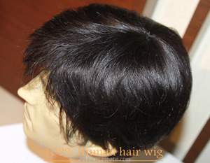 Venta al por mayor <span class=keywords><strong>corto</strong></span> máquina hombres Peluca de cabello humano - Product Image 6