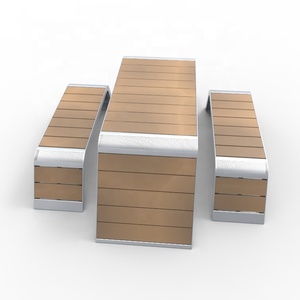 <strong>Outdoor</strong> Metal <strong>and</strong> WPC Picnic <strong>Table</strong> <strong>and</strong> <strong>Bench</strong> <strong>Set</strong> - Product Image 4