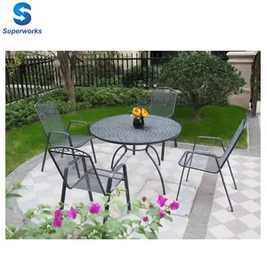 Ensemble table et chaise de jardin, cadre en acier inoxydable, métal, pour l'extérieur