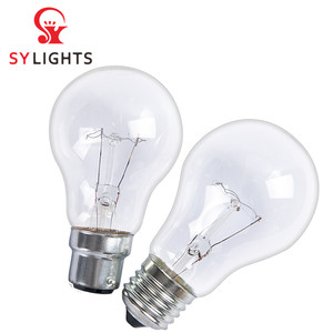 A55 a58 a60電球<span class=keywords><strong>100</strong></span>ワットエジソン電球白熱ガラス電球e27ワイヤーフィラメント付き電灯可視光白熱灯