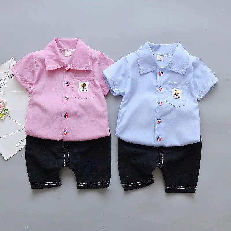 Lovely Cute Baby Boy Summer Short Sleeve Two-piece Set Cotton T-shirt Newborn Baby Clothes