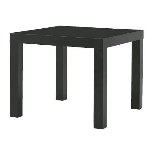 Simple cheap square natural wood black small side end coffee table