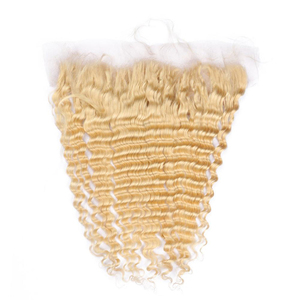 Extensions de cheveux Remy blond <span class=keywords><strong>russe</strong></span> 613, ondulations profondes, 100% cheveux vierges avec closure frontale, mèches de cheveux humains bruts 613 - Product Image 2