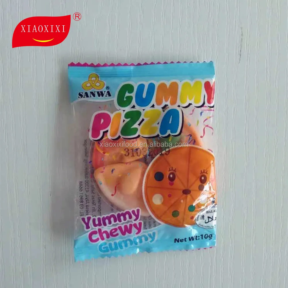 חלאל מוסמך 10g פיצה gummy ג 'לי סוכריות עם 4 פרוסות