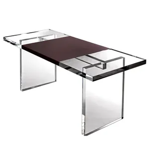 थोक बेच स्पष्ट फर्नीचर सजावट एक्रिलिक खड़े कंप्यूटर टेबल बड़े रचनात्मक कंप्यूटर टेबल Plexiglass टेबल