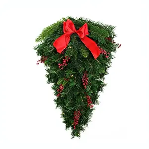 Top Kwaliteit Deur Decoratie Pvc Hangen Kerstboom Krans, Kerst Boog Guirlande, Kerst Teardrop Guirlande