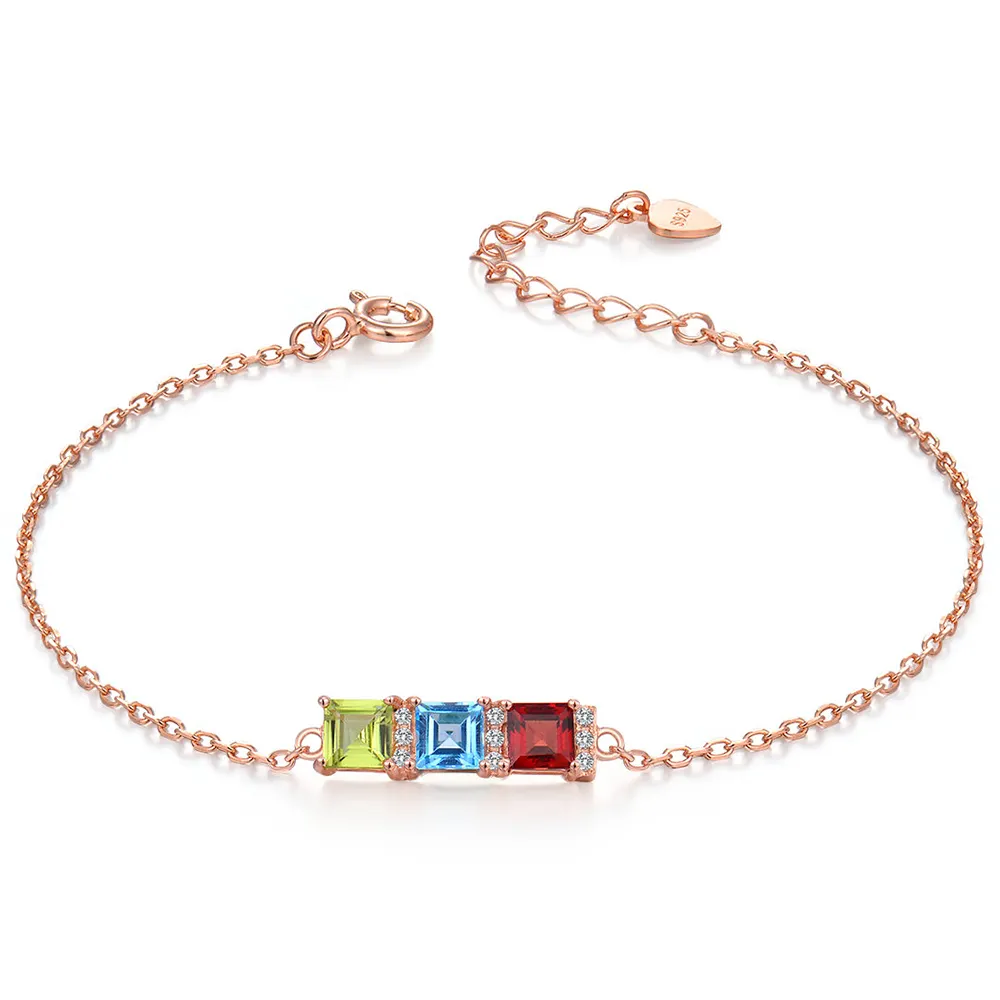 Csja — Bracelet Simple en pierres précieuses naturelles colorées, pour femmes, bijoux en argent Sterling 925, topaze et grenat, HI020