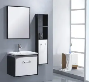 En plastique salle de bain miroir armoire avec lumière vanité miroir charnières