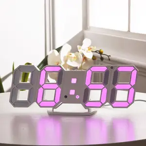 Nouveauté, horloge de bureau silencieuse 3D numérique LED, réveil de Table électrique