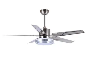 Energy Saving 100% Pure Copper Motor Iron Metal Blade Modern Decorative Ceiling Fan With Led Light