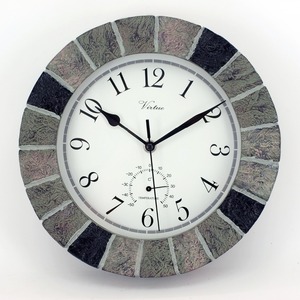Garden Faux Stone Quartz Đồng Hồ Treo Tường Ngoài Trời Với Nhiệt Kế Không Thấm Nước - Product Image 3
