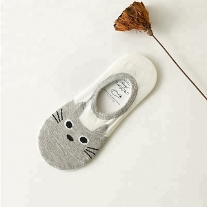 Fille drôle Invisible mince chaussettes pantoufles doux coton Animal <span class=keywords><strong>chat</strong></span> femmes été court coton décontracté chaussettes - Product Image 6