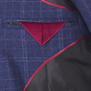 Traje de Hombre MA109 de 3 Piezas, Hecho a Medida, con Estampado de Cuadros, Estilo Retro, Clásico, Ajustado, Azul a Cuadros, Informal, para Boda - Product Image 6