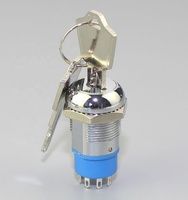 Interruptor de Llave de 19 mm, 3 Posiciones (ENCENDIDO)-APAGADO-(ENCENDIDO), Interruptor Eléctrico con Bloqueo de Llave
