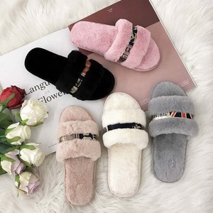 Giá tốt Mùa Thu và mùa đông bụi hồng non-trượt bãi biển phẳng dép của phụ nữ giày plushrthick-đế sang trọng flip flop - Product Image 3