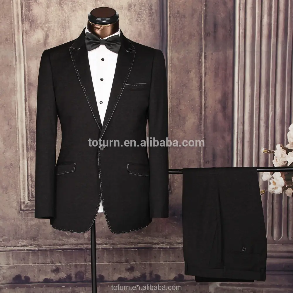 Neueste muster Trendy italienischen Style Wholesale Bespoke Tailor Formal schwarz grau mann Two Pieces Business Suits For Mens