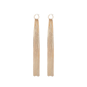 Women Latest New Trendy European Gold Plated Long Chains Tassel <strong>Ear</strong> <strong>Cuff</strong> <strong>Earrings</strong> for Banquet - Product Image 2