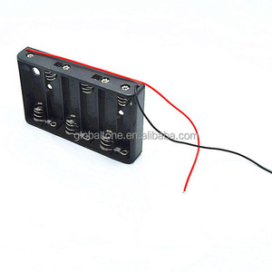 6 x AA Größe Zelle (<span class=keywords><strong>UM</strong></span>-3 * 6) Schwarz Kunststoff Batteriehalter Box 9 V Fall Mit Draht blei - Product Image 4