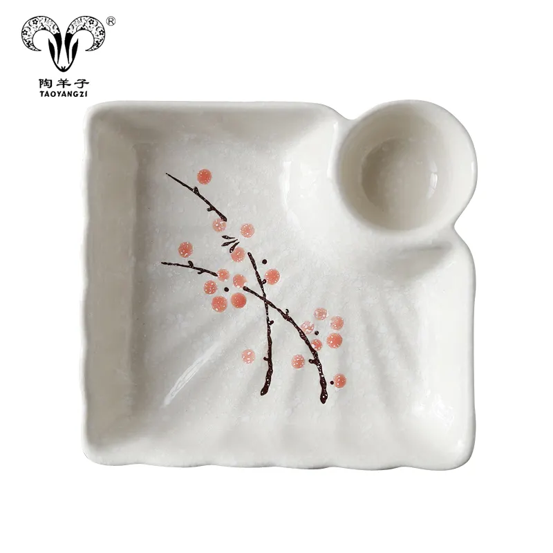 Plato de cerámica blanca para sushi y dumplings, utensilio de diseño especial de alta calidad, útil, a la venta