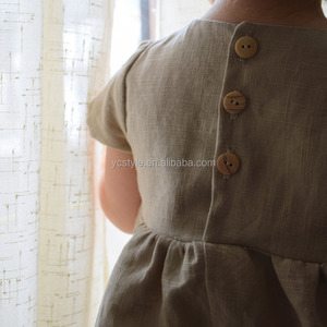 Boutique vestito di lino con maniche corte, abito di lino di buona qualità per i bambini vestiti della ragazza, ragazza vestito <span class=keywords><strong>da</strong></span> <span class=keywords><strong>cerimonia</strong></span> made in lino - Product Image 5
