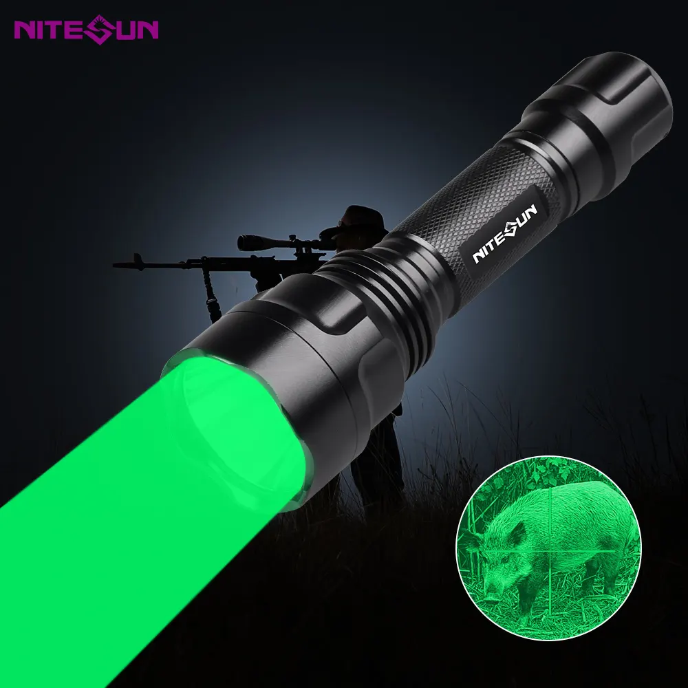 Nitesun Custom B88 Green color rechargeable powerful 1000 lumens waterproof led Hunting torch flashlight