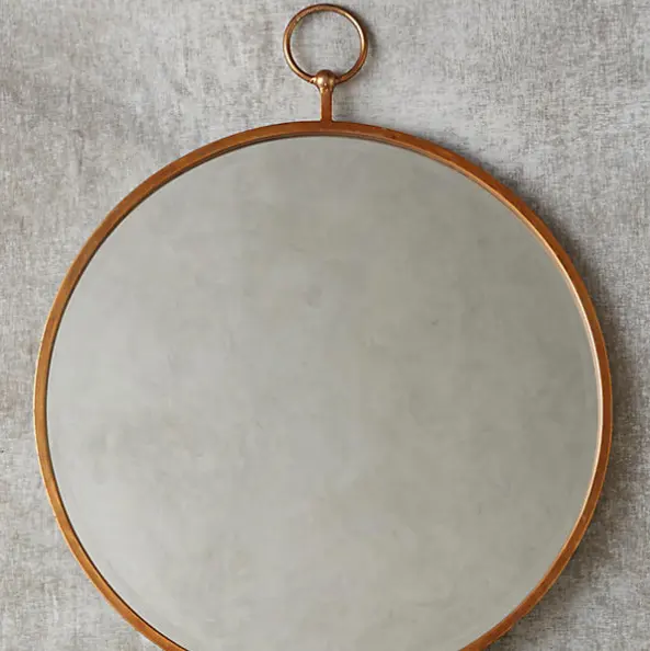 China Leverancier Woonkamer Decoratieve Metalen Frame Ronde Muur Opknoping Spiegel Met Hoepel Op Top Voor Sales