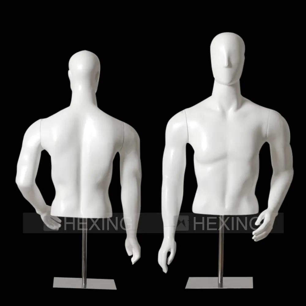 Wit Abstract Hoofd Mannelijke Torso Half-Body Mannequin