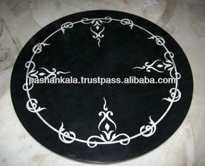 Black Marble Stone Inlay Coffee Table Tops - Product Image 1