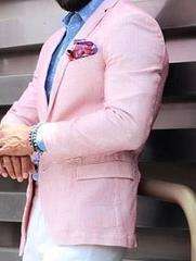 ชุดทักซิโด้ผู้ชายผ้าลินินสำหรับงานแต่งงาน ชุดสูทเพื่อนเจ้าบ่าว ชุดออกงาน 3 ชิ้น (เสื้อโค้ท + กางเกง) ตัดเย็บตามสั่ง - Product Image 3