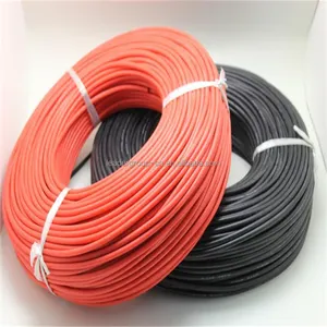 Kabel Silikon Lembut Suhu Tinggi Tembaga Timah Konstruksi Konduktor Kawat Silikon 18AWG Hitam/Gulungan 200 Meter/Merah