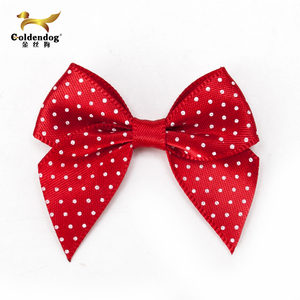 Nơ Ruy Băng Vải Satin Viền Vàng Chấm Bi Đỏ Hồng Thủ Công Thời Trang Làm Sẵn Để Trang Trí Quà Tặng - Product Image 6