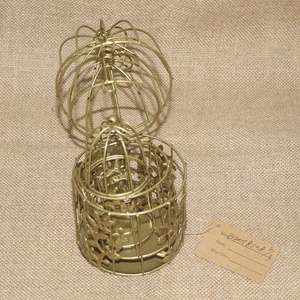 Üç Altın Yuvarlak Metal El Sanatları Düğün Masa Centerpieces Dekoratif camekanlı dolap Kuş Kafesi Asılı Kanca Ile - Product Image 2