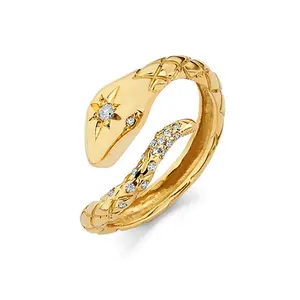 Wholesale 925 sterling silver jewelry new design gold vermeil diamond snake ring jewelry