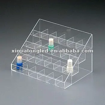Multi Layer Clear Acrylic Nail Polish Cosmetic Display Stand with Dividers