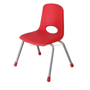 พลาสติกสีแดง PP โมเดิร์นนักเรียนโลหะเก้าอี้โรงเรียน