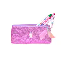 Sevimli Parlak Pul Kalem Kutusu Palmiye Ağacı Unicorn Glitter Sparkly Kalem Saklama Işlemeli Kozmetik Çantası Çantası
