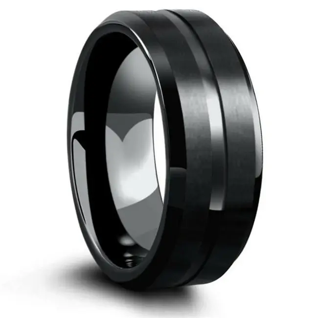 8 мм вольфрамовое обручальное кольцо без рисунка с полированным сатиновым верхом