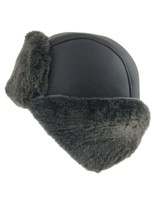 Sombrero de Aviador de <span class=keywords><strong>Cuero</strong></span> Artificial al por Mayor, Sombrero de Piel de Oveja, Ushanka Rusa, Sombrero de Invierno con Peluche - Product Image 3