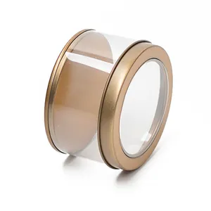 Fashion Boutique Gift <strong>Tin</strong> Suppliers 3"(diameter)*1.75"(height)inch / 7.5(diameter)*4.5(height)cm Round <strong>Tins</strong> with clear Top Lids - Product Image 1