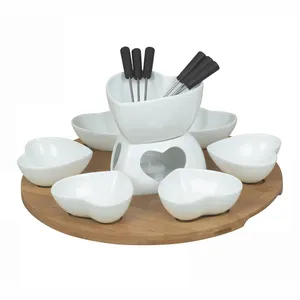 Sammeln verwendet werbe weiße farbe nach keramik herz form fondue set für 6 menschen