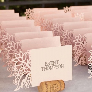Personalized Folded Elegant Pink Laser Cut <strong>Table</strong> Name Place <strong>Cards</strong> Custom Laser Cut Different Names <strong>Table</strong> <strong>Cards</strong> - Product Image 1