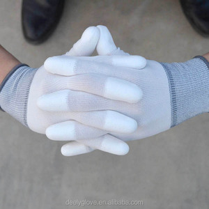 PU du bout des doigts plongé gants En <span class=keywords><strong>Polyester</strong></span> (blanc/blanc) pour l'industrie électrique - Product Image 4
